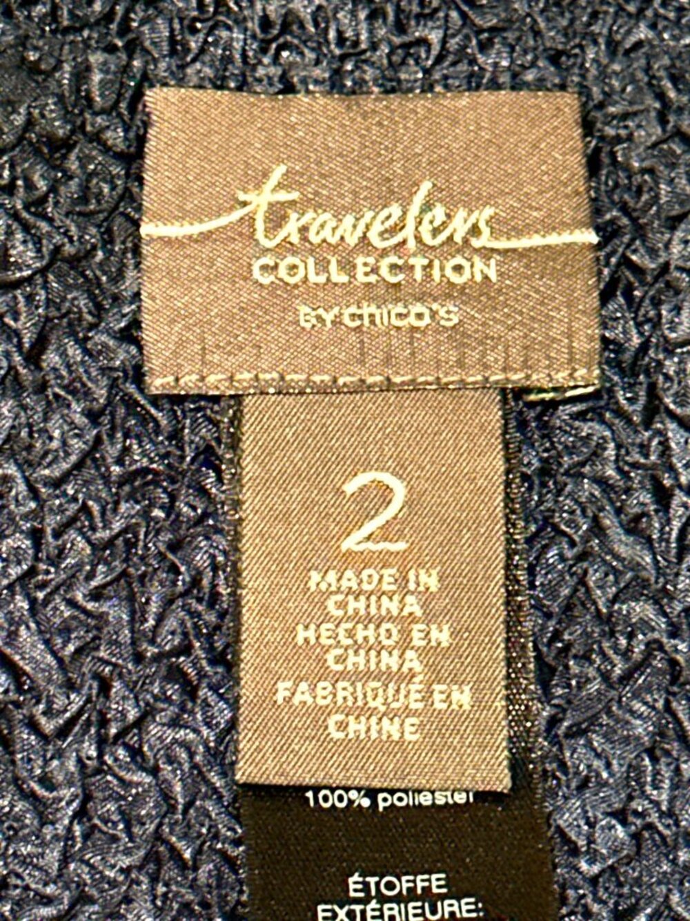 Chicos Travelers Size 2 Open Front Jacket Coat Blue White Floral Lightweight Chi - Picture 6 of 11